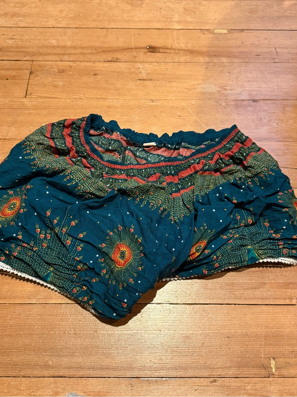 & Other Stories Teal Floral Print Athletic Shorts